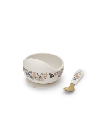 Elodie Details Silicone Bowl Set - Blue Garden Light - Cream - ONE SIZE
