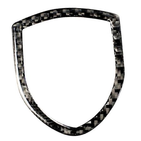 Bil Exteriör Främre Logo Emblem Trim Skydd Ram Svart Kolfiber Passar för -Porsche Cayenne Macan 2014-2019