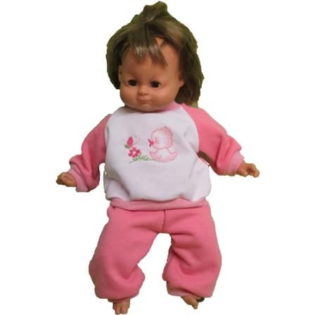 Rosa/vit Joggingdress Med Fågelmotiv Till Lillan Rosa/vit