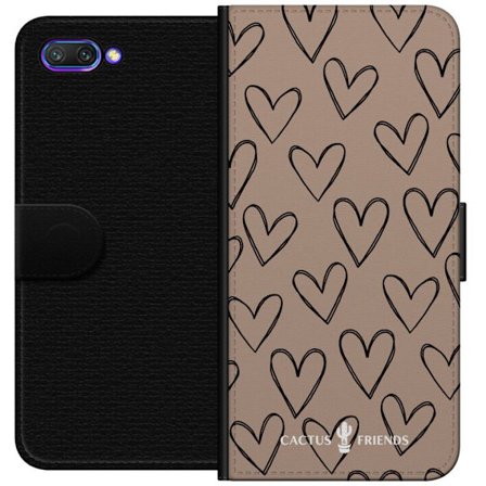 Kompatibelt Lommeboketui til Honor Honor 10 Cactus and Friends - Earthy Sketch Hearts