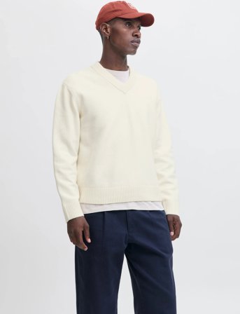 Jack & Jones Jornorrebro Knit V-Neck - White - L