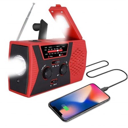 Europeisk standard rød håndsveiv radio verden mottaker overlevelsesutstyr sol radio håndsveiv generator nødradio lommelykt
