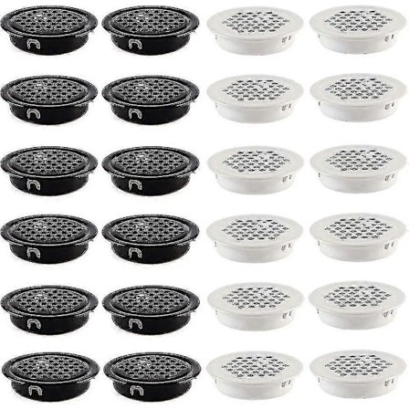 Ventilationsrist 35mm Luftventilhul Stål Skab Udluftningsrist Ventilation Rund Bund Mesh Ventilationshul 24stk Til Skab Møbler Sort