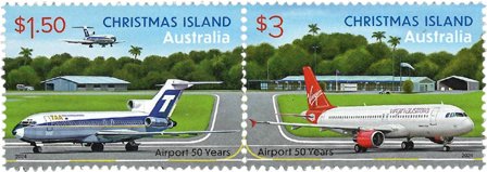 Christmas Island - Lufthavn - Postfrisk sæt 2v