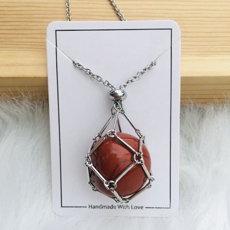 Crystal Holder Cage Necklace Crystal Net Metal Halsband SILVER