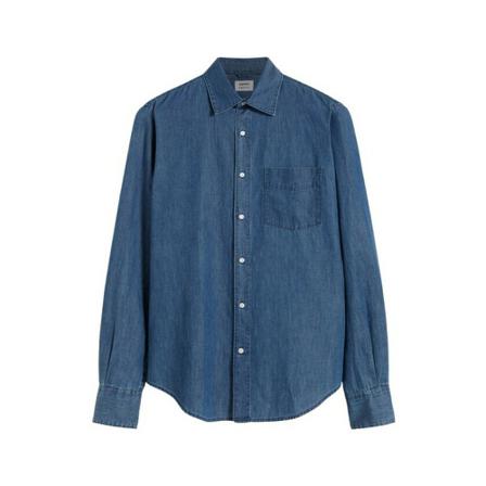 Aspesi Stone Washed Denim Shirt Ce95 M124 - Aspesi - Size: 38,Color: BLU Blå, Herre Skjorter