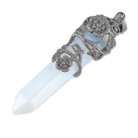 Hexagonal Läkningskristall Halsband Naturlig Prismasten Hänge Blomma Inslagen Spetsig Kvarts Yoga Energi Med Kedja