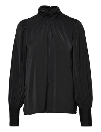 Recycled Polyester Blouse Ls Blus Långärmad Svart Rosemunde