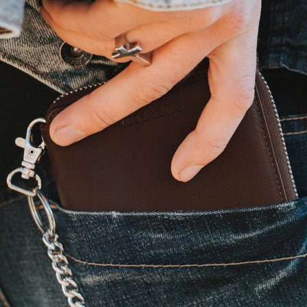 Lamar Brun RFID-skyddad Läderplånbok för män