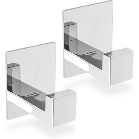 ECENCE 2x håndklekroker uten boring, selvklebende krom håndkleholder i rustfritt stål, klebekrok, kleskrok, kleskrok for liming