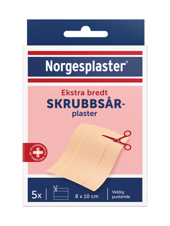 Norgesplaster Skrubbsårplaster, 8 x 10 cm, 5 stk.