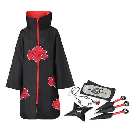 Akatsuki Uchiha Itachi Anime Cosplay Unisex-asu Ninja Naruto Kappa Halloween Joulu Pääsiäisfestivaalit Puvut Karnevaali-1