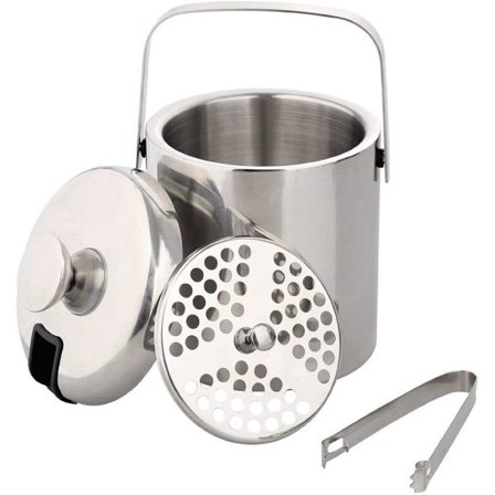 Rustfritt stål isbeholder, 3 L, isbitbrett med lokk og is