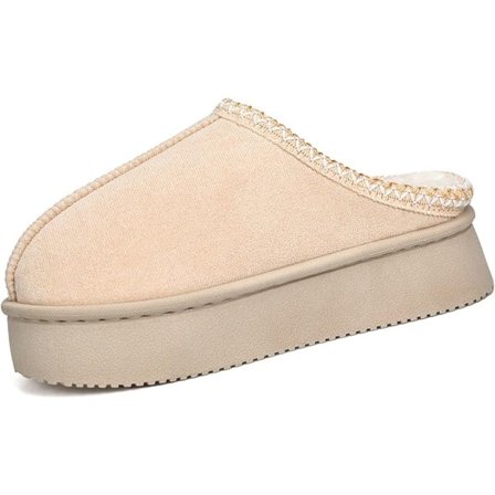 ING Naisten tossut muhkealla alustapohjalla Mukava luistamaton pohja lämmin ja pehmeä vuori nilkkurimalli Beige (koot 39-40)