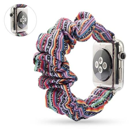 Apple Watch Series 5 40mm kangaskuvioinen kellonauha - Värikäs Viiva Kuvio Multicolor