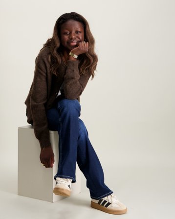 LMTD NLFLODET LS SHORT KNIT CARDIGAN Brun Pulls Fille - Kids Brand Store