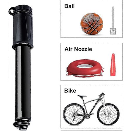 Cykepumpe Mini Bærbar Håndcykelpumpe, Aluminiumlegering Cykelhåndpumpe Med Nål Og Støtte