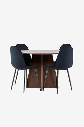 Venture Home - Bootcut-spisebord med Polar-spisestol - Svart - Spisegrupper - Fra Homeroom