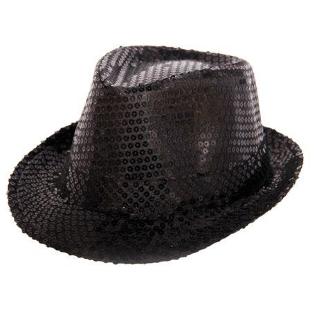 Trilby Hatt Svarte Paljetter