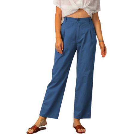 Damer Med Fickor Hög Midja Palazzo Pant Enfärgade Byxor