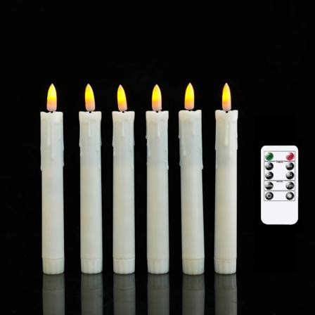 6-pakke 17,5 cm flimrende flammefrie lys (hvite) med fjernkontroll