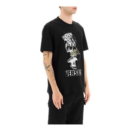 Versace, T-Shirts Zwart, Heren, Maat:S