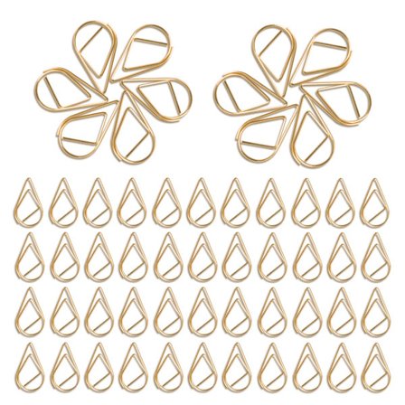 150 Metal Papirclips Bogmærker, Guld Vanddråbeformede Clips Dråbeformede Papirclips til Bøger Fotos Plakater Noter 16*25mm