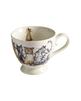 Tekop Kat med håndtegnet motiv Hvid