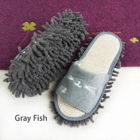 Tegnefilm Dog Lazy Mop Hjemmesko Rengøring af gulv støvtøfler