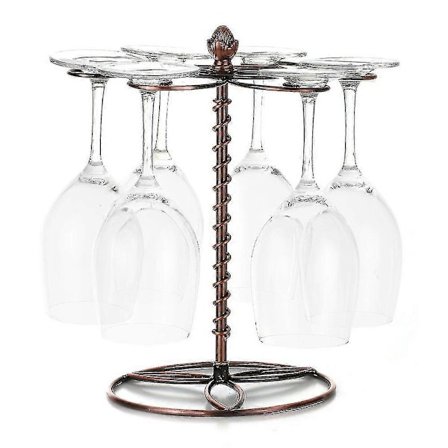 Vinglasstativ, rødvinsglas tørrestativ, glasstativ 6 vinglas stilkvare opbevaringsdisplay stativ (fritstående)