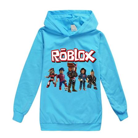 Roblox Game Printed Hættetrøjer Børn Drenge Piger Langærmet hættetrøje Sweatshirt Casual Toppe Jumper Light Blue 13-14 Years