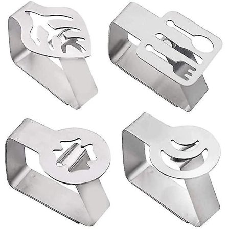 4 stk Borddukholder i Rustfritt Stål, 4 Former Klemmer