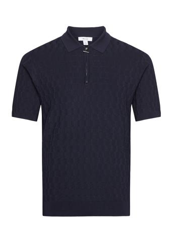 Ubud Knitwear Short Sleeve Knitted Polos Marineblå Reiss*Betinget Tilbud