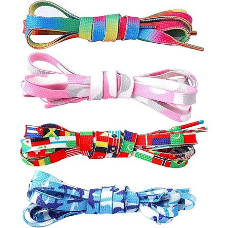 4 par trykte fargerike mønster skolisser flate brede skolisser S