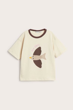 Kappahl | Kortermet T-skjorte med fugl Beige 122/128 | Beige