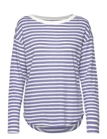 Linen Blend Boatneck T-Shirt Patterned GAP