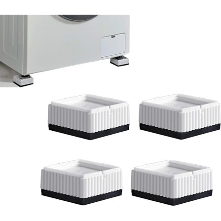 Anti-vibrasjonsføtter 4x firkantede møbelbeinbordben Møbelstabelbare vaskemaskinriser Grå sklisikre stabilisatorer for vask (3,3 cm (1,3