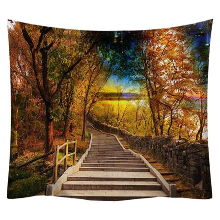 Sumuinen metsägobelini luonnonvihreä puugobelini maisema