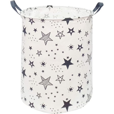 Stor Rund Förvaringskorg, Vattentät Beläggning Organizer Låda, Tvättkorg för Barnrum Kläder Leksaker, Hopfällbar Tvättkorg