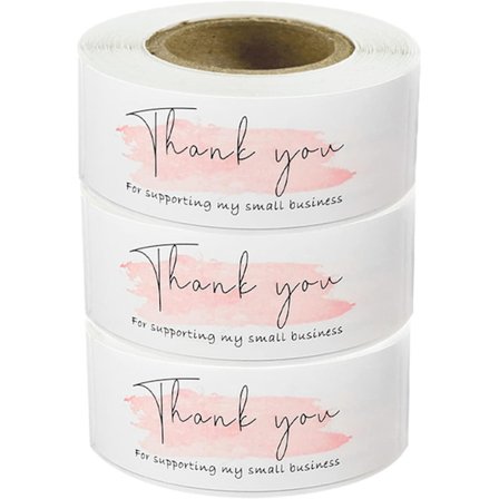 3 rullar tackklistermärken 1" x 3", rosa dekorativa förseglingsklistermärken