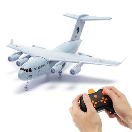 C-17 RC Drone DIY Flygplan Transport Flygplan 373 mm vingspann EPP RC Drone Flygplan 2,4 GHz 2CH 3-axlig flygplansleksak för barn Gray