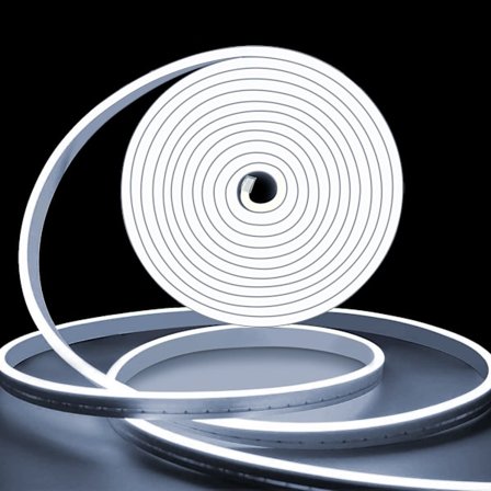 Neon LED-stripe lys hvit, 16,4 fot/5 m 12V DC, fleksibel neontau lys vanntett IP65, neon LED-lys