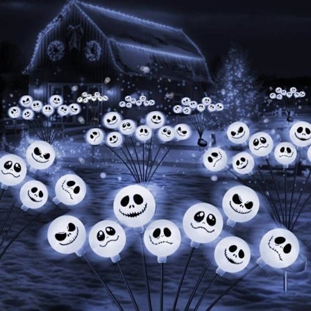 2 stk 8 LED Halloween-lamper, Vandafvisende Svingende Solhavelamper Kold hvid Kold hvid
