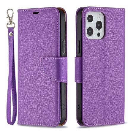 Iphone 13 Pro Max Premium Litchi Plånbok - Lila Lila