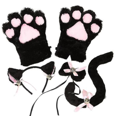 5 stk Creative Cat Cosplay kostyme Kattunge Hale Ører Krage Poter Hansker Anime Lolita Gothic sett til fest