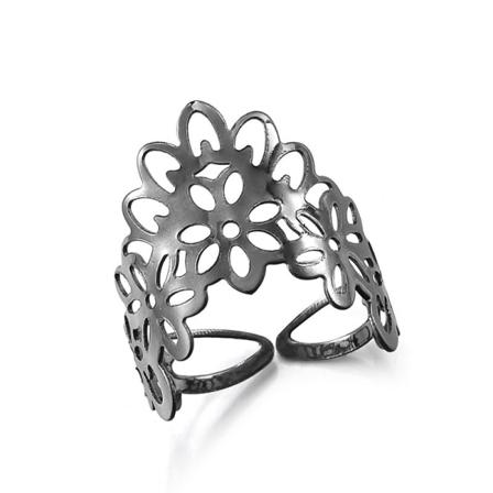 Ring Blomma / Hålmönster Svartfärg