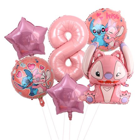 6 stk. Lilo & Stitch Party Balloner 30" Nummer Luft Globos Sæt Baby Shower Fødselsdagsfest Dekorationer Børnelegetøj Gaver Tilbehør Pink