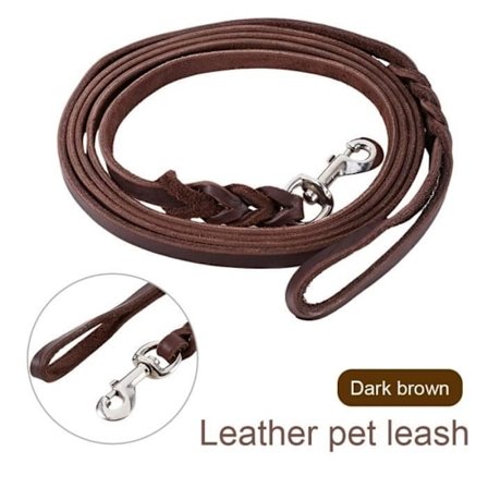 Hundetræningsline til kæledyr, slidstærk læder lang gåtur hundesnor til store hunde