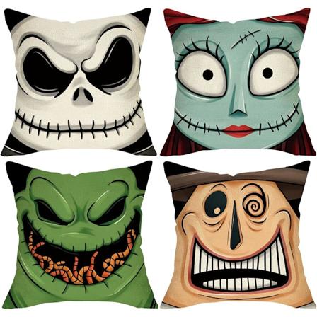Halloween Jack Skellington Dekorative Putesett 18 x 18, 4-pak, Grønn Monsterordfører Utestoff