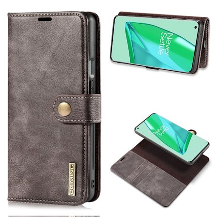 DG.MING OnePlus 9 Pro 2-in-1 lompakkokotelo - Harmaa